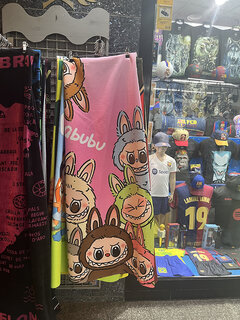 Labubus findet man überall – auch auf Strandtüchern.