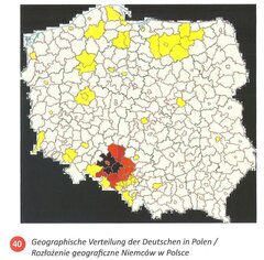In Oberschlesien leben die meisten Angehörigen der deutschen Minderheit in Polen. Grafik aus: „Deutsche Minderheit in Fakten und Zahlen“, Oppeln 2024, Seite 141