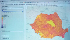Georgescu-Wähler 2024 von gelb (0-10%) bis dunkelblau (90-100%)
Screenshot