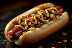 Fastfood-Bombe: Selbst in herzhaften Speisen versteckt sich oft jede Menge Zucker: im weißen Brötchen, im Senf, im Ketchup, den Essiggürkchen, ja sogar im Würstchen...