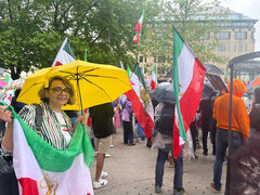 Nakisa Serafniceanu auf einer Demo in Bukarest Foto: privat