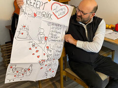 Selbstgebasteltes Unterrichtsmaterial: Rezept zum Glück mit Gottes Liebe Fotos: George Dumitriu